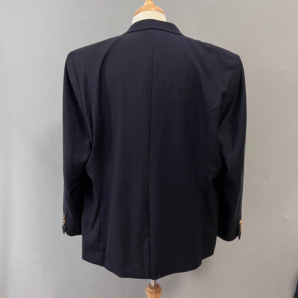 Lauren Ralph Lauren Blazer Mens 48R Navy Blue Gold Button Wool Suit Jacket - Picture 2 of 16